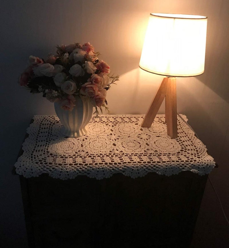Damanni 2PC Rectangular Cotton Handmade Crochet Lace Table Runner Doilies Table Dresser Scarf DÃ©cor,16 Inch by 24 Inchï¼ŒWhite - Image 3